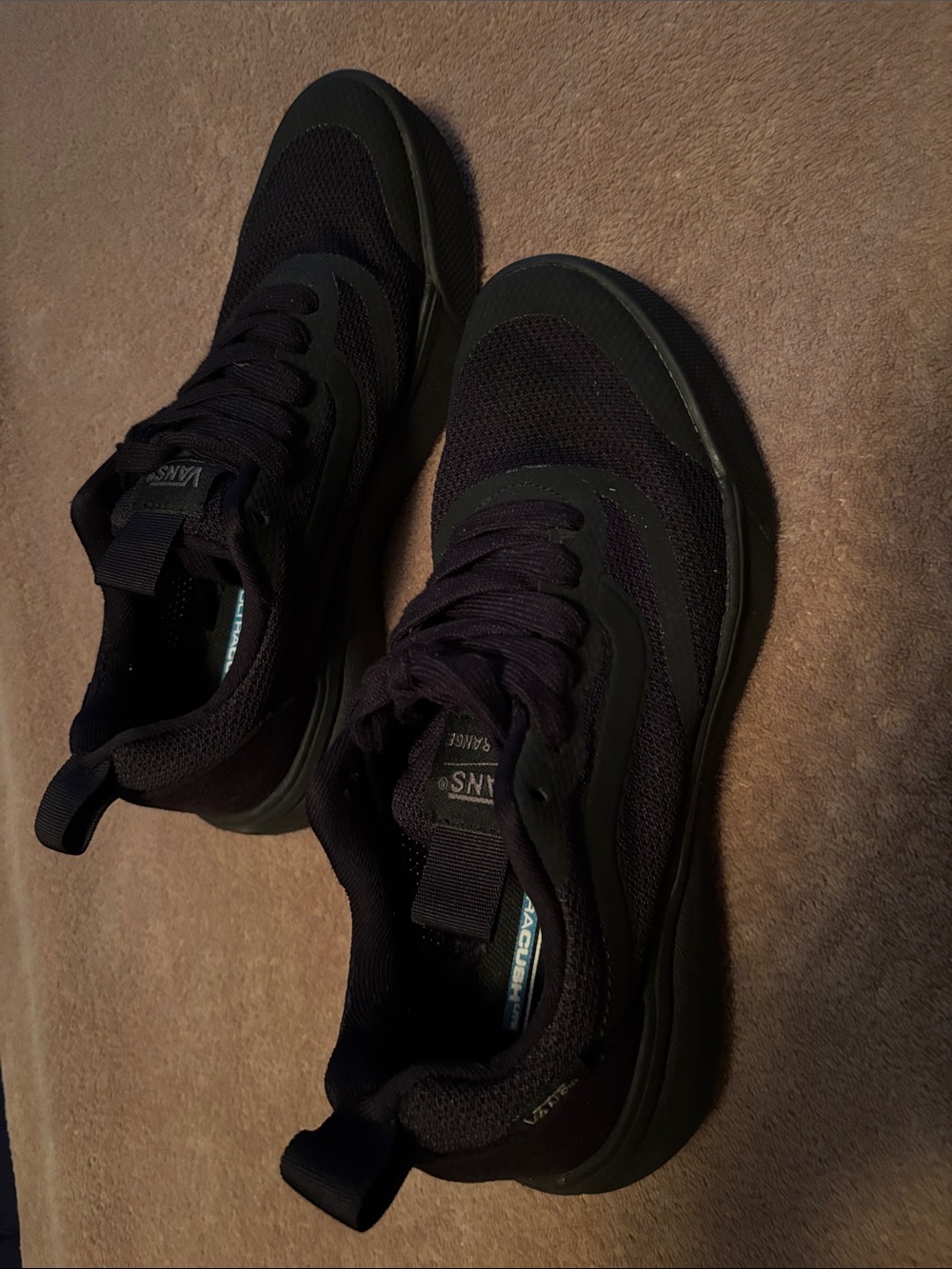 Vans men 4.5 women 6  All-Black Mesh Lace-Up Sneakers
